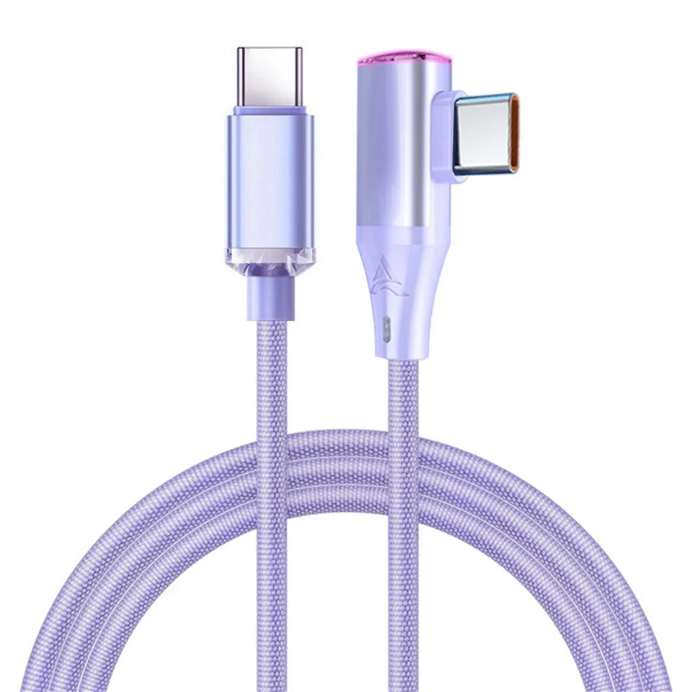 120W Fast Charging USB-C  To USB-C 90° Cable- 6A