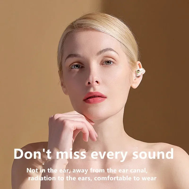 Wireless Bluetooth Clip-On Earphones – Open-Ear Headphones with Mic