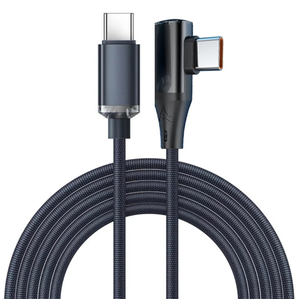 120W Fast Charging USB-C  To USB-C 90° Cable- 6A