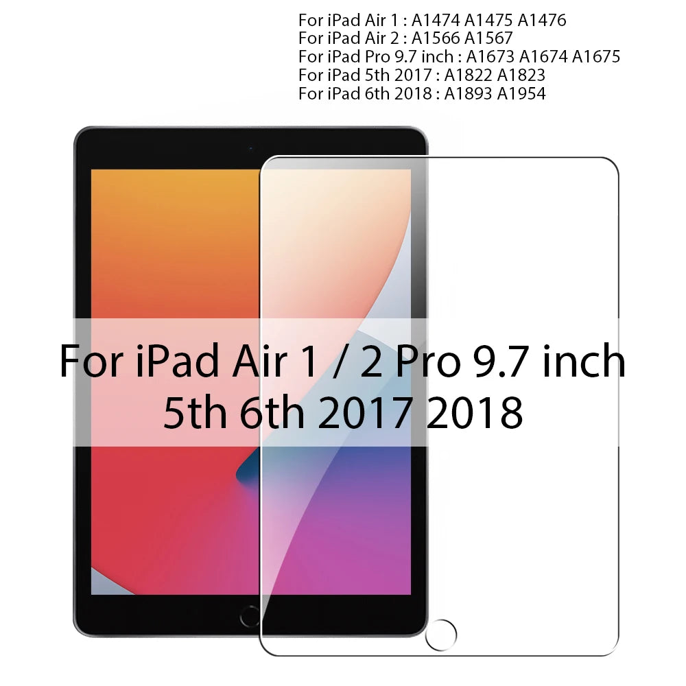 Tempered Glass Screen Protector for iPad – 9.7", 10.2", 10.9", 11" & 12.9"