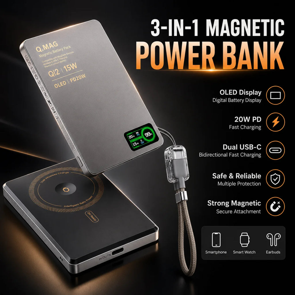 3-in-1 Magnetic Wireless Power Bank 10,000mAh for iPhone, AirPods & Apple Watch