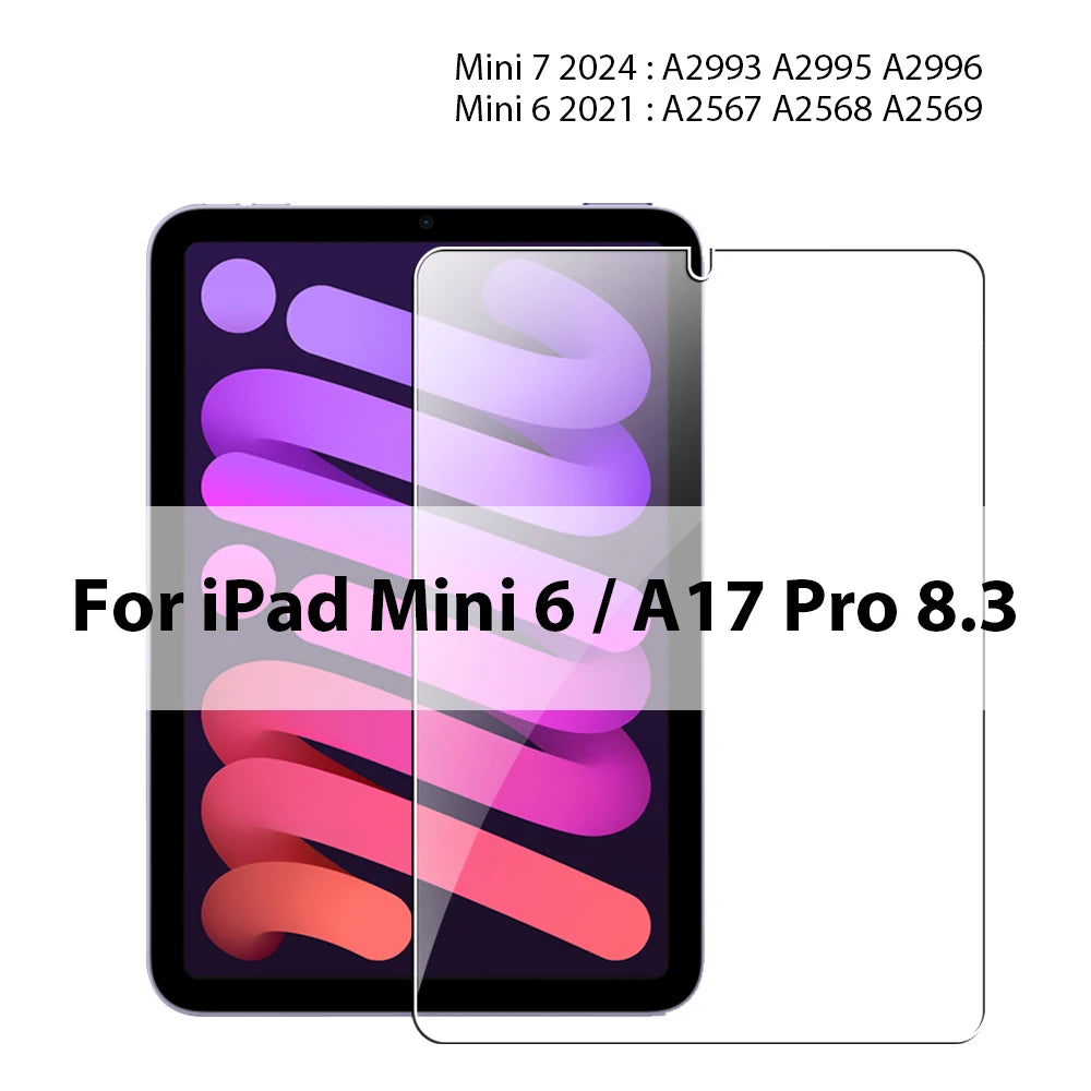 Tempered Glass Screen Protector for iPad – 9.7", 10.2", 10.9", 11" & 12.9"