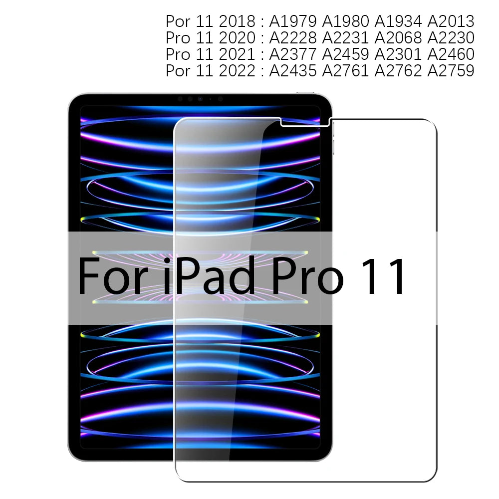 Tempered Glass Screen Protector for iPad – 9.7", 10.2", 10.9", 11" & 12.9"