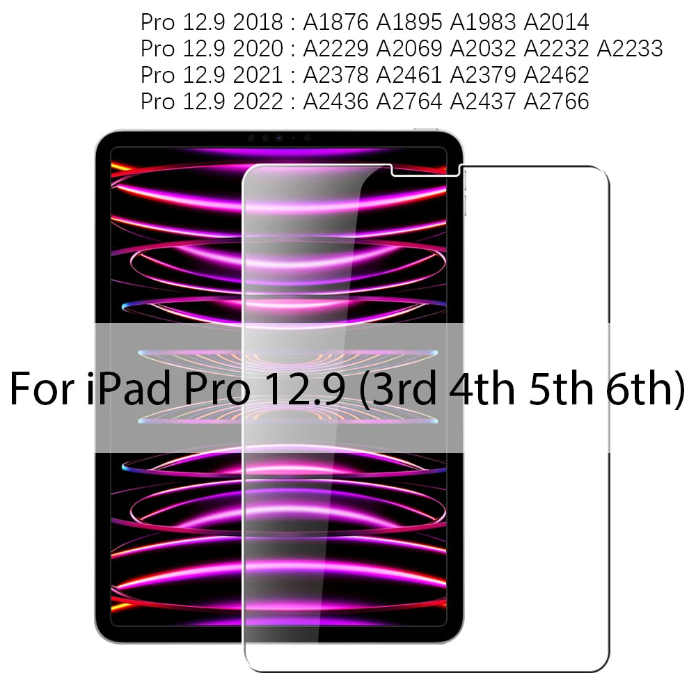 Tempered Glass Screen Protector for iPad – 9.7", 10.2", 10.9", 11" & 12.9"