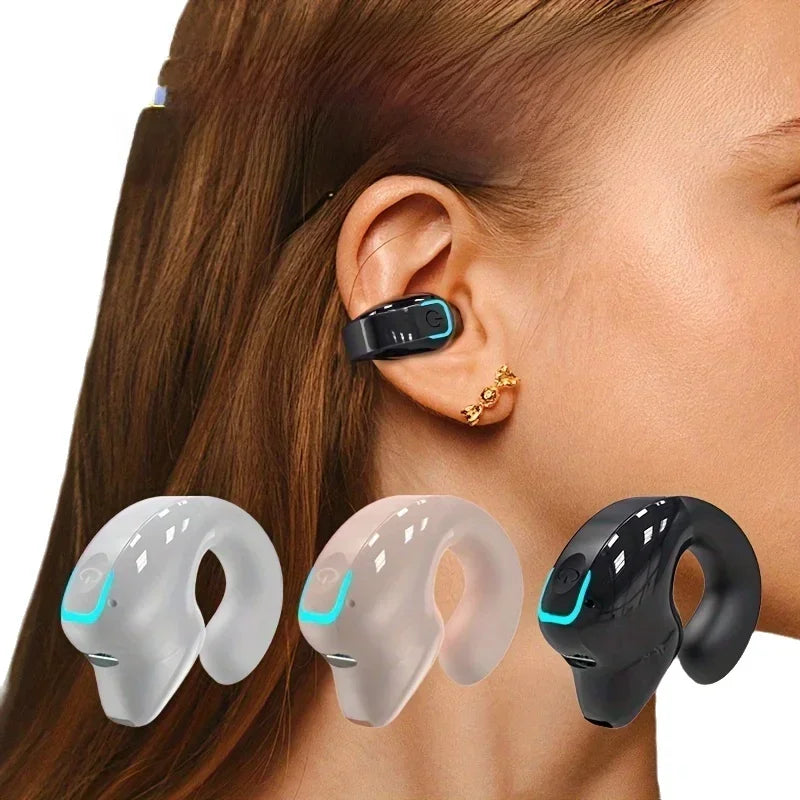 Wireless Bluetooth Clip-On Earphones – Open-Ear Headphones with Mic