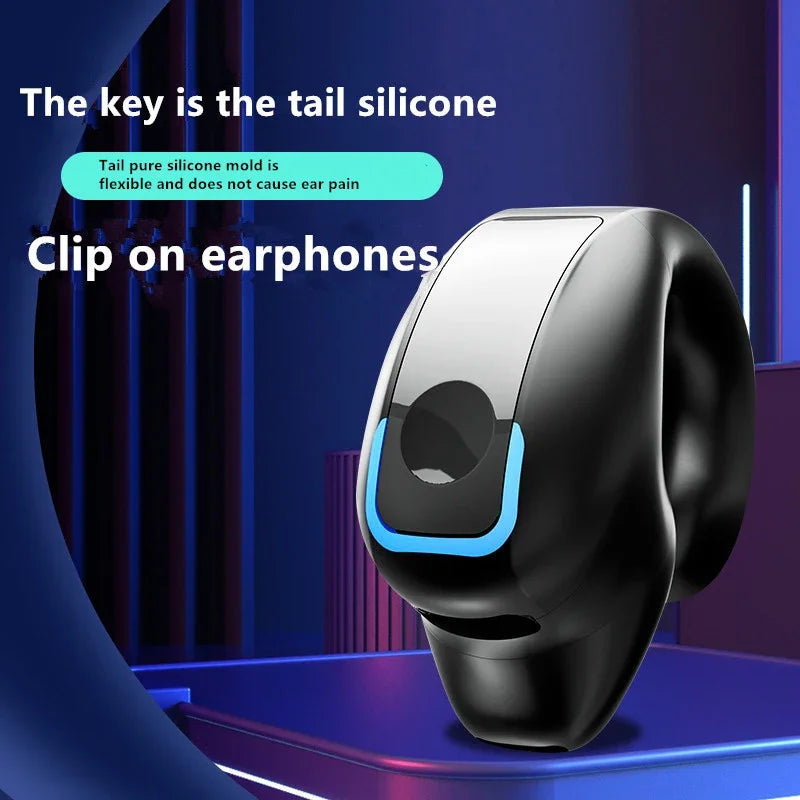 Wireless Bluetooth Clip-On Earphones – Open-Ear Headphones with Mic