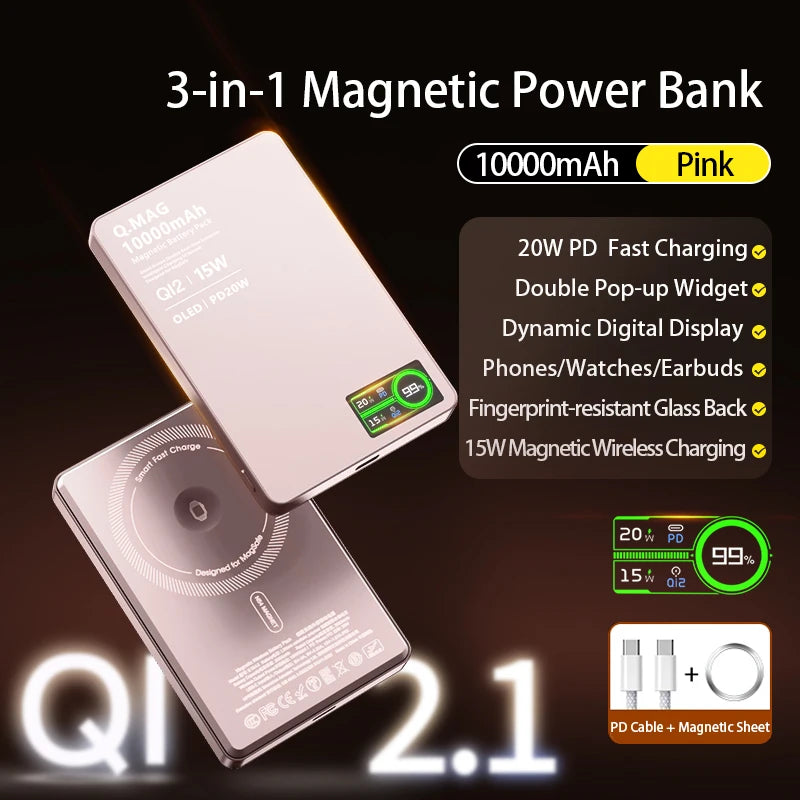 3-in-1 Magnetic Wireless Power Bank 10,000mAh for iPhone, AirPods & Apple Watch